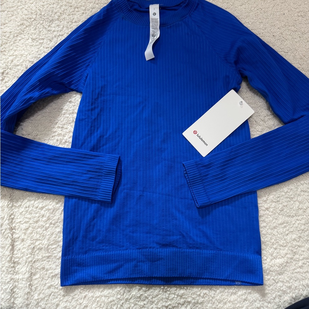 Blue long sleeve athletic top
